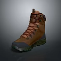 Brown High Top Hiking Shoes With Mesh Upper And Green Sole Design