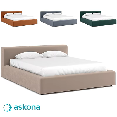 Modern Upholstered Double Bed With White Mattress And Multiple Color Options 3d model