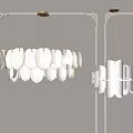 Two White Petal Shaped Chandeliers Hanging On Decorative Wall Background 3d model