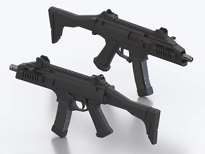 Two Black Modern Tactical Guns With Sleek Design And Ergonomic Grips 3d model