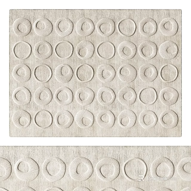 Light Beige Square Area Rug With Soft Circular Patterns For Home Decor 3d model 