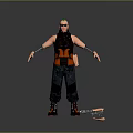 3D Character With Green Mohawk Black Vest Orange Accents Arm Guards Dark Pants Orange Boots