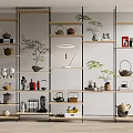 Ornaments Combination Bookshelf Bookcase Teapot 3d model