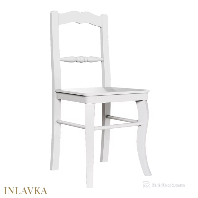 Simple White Single Chair With Wooden Frame And Ergonomic Backrest Design 3d model 