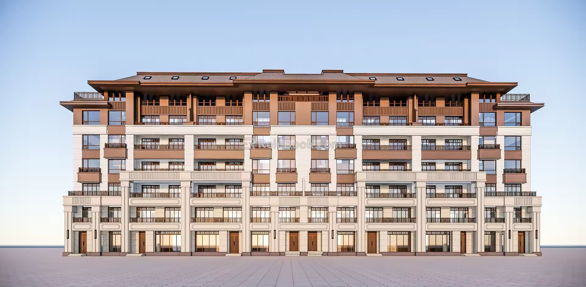 New Chinese-style Residential Building New Classical Multi-storey House 3d model
