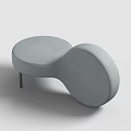 Modern Gray Upholstered Stool With Unique Shape And Metal Legs Design