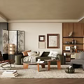 Modern Living Room Design With Green Sofa Gray Chair Wooden Coffee Table And Framed Art