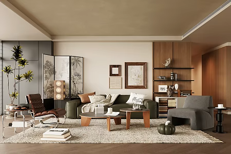 Antique Home Living Room Sofa Coffee Table Combination Antique Leisure Chair Single Chair Antique Leather Chair Sofa Chair Antique Floor Lamp Side Cabinet Side Table Floor Lamp 3d model
