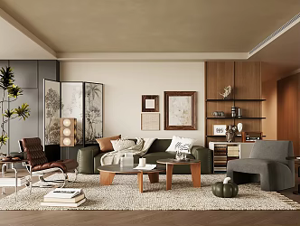 Antique Home Living Room Sofa Coffee Table Combination Antique Leisure Chair Single Chair Antique Leather Chair Sofa Chair Antique Floor Lamp Side Cabinet Side Table Floor Lamp 3d model
