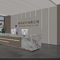 Modern Luxury Marble Office Reception Desk With Professional Receptionist And Stylish Ambient Linear Lights
