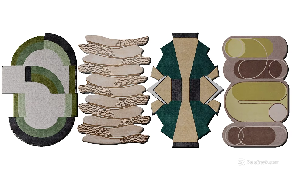 Stylish Shaped Area Rugs With Various Creative Designs 3d model