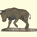 Decorative Bull Sculpture Ornament for Home Decor with Bronze Finish and Dark Base