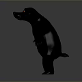 Cute Black Cartoon Bear 3D Rendered With Orange Eyes In Standing Pose