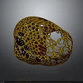 Decorative Hollow Sphere Sculpture With Gold Red Color And Intricate Perforated Design