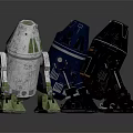 Character And Creature Robots With Black Blue White Green Mechanical Design 3d model