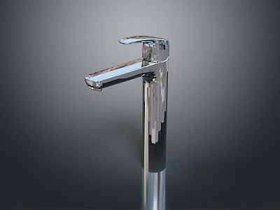Modern Chrome Faucet With Sleek Design Single Handle And Polished Tall Spout 3d model