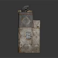 Old Weathered Concrete Structural Components With Broken Edges And Metal Top