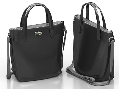 Black Leather Handbags With Top Handles And Detachable Shoulder Straps Sleek Design 3d model