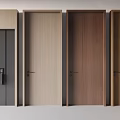 Modern Hinged Doors In Various Wood Tones And Dark Gray With Sleek Handles