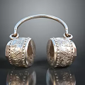 Vintage Silver Decorative Earrings With Round Pendants And Engraved Patterns