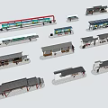 Various Bus Stop Designs With Different Roof Structures And Waiting Shelters 3d model