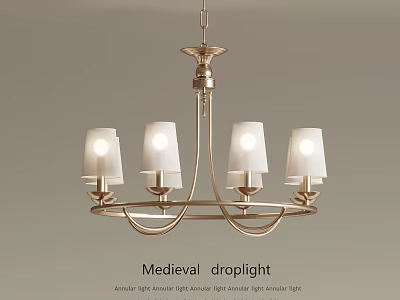 Classic Medieval Droplight Design Featuring Vintage Metal Frame And White Glass Shades 3d model