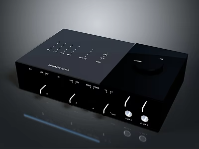Black Hi Fi Audio Device With Knobs Buttons And Control Ports Design 3d model