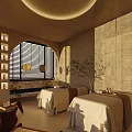 Serene Beauty Hair Salon Interior With Comfortable Treatment Beds Natural Light And Potted Plants
