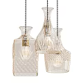 Modern Transparent Glass Pendant Lights With Textured Patterns And Bottle Shapes For Home Decor
