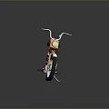 Orange Classic Motorcycle With Black Seat Chrome Accents And Glossy Reflection On Dark Surface