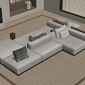 Modern Light Gray Sectional Sofa With Multiple Cushions In Living Room 3d model