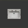 Elegant White Pedestal Sink With Double Faucets Modern Bathroom Fixture Design