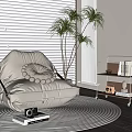Cream Lazy Sofa Side Radiator 3d model