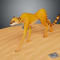 Spotted Cheetah Character Walking Through Desert Landscape With Sandy Dunes And Small Rocks