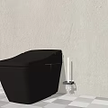 Modern Black Smart Toilet With Toilet Brush In Minimalist Bathroom Design