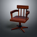 Classic Wooden Leisure Chair with Armrest and Vertical Slat Back on Swivel Base