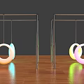 Colorful Hanging Rings Playground Equipment With Metal Frames And Wooden Floor
