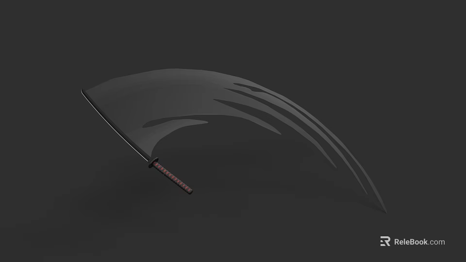 Warrior Character With Beast Claw Inspired Curved Black Blade And Red Black Handle 3d model 
