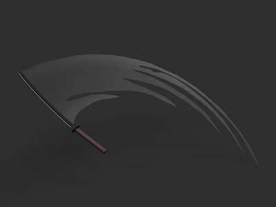 Warrior Character With Beast Claw Inspired Curved Black Blade And Red Black Handle 3d model