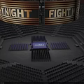 Fight Night Sports Event in Large Arena with Octagonal Ring and Audience Seats
