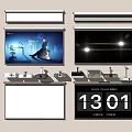 Modern Projection Curtain Projector Projection Curtain 3d model