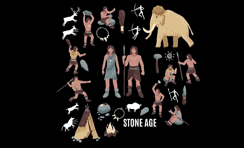 2D Primitive Cave Man Ape Stone Age Silhouette 3d model