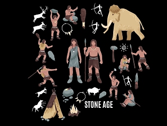 2D Primitive Cave Man Ape Stone Age Silhouette 3d model