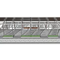 Modern Outdoor Pergola Structure With Metal Frame Grilled Roof And Wooden Seats