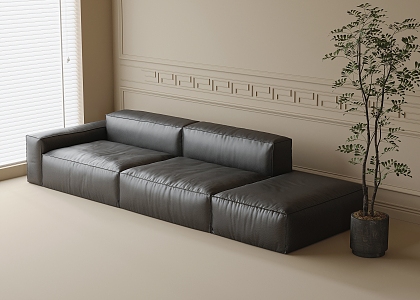 Modern Leather Multiplayer Sofa 3d model