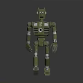 Green Humanoid Robot With Mechanical Skeleton Structure And Yellow Chest Emblem 3d model
