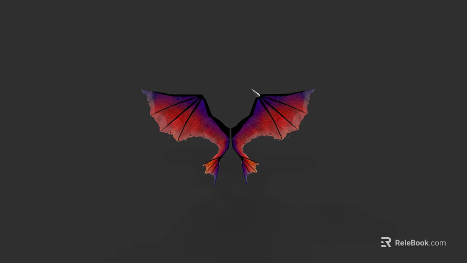 Mythical Flying Animal With Vibrant Red Purple Wings And Intricate Feather Details 3d model 