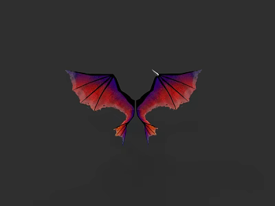 Mythical Flying Animal With Vibrant Red Purple Wings And Intricate Feather Details 3d model