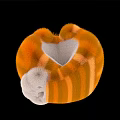 Orange Striped Plush Toy With Heart Shaped Hollow And White Fluffy Part