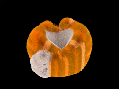 Orange Striped Plush Toy With Heart Shaped Hollow And White Fluffy Part 3d model